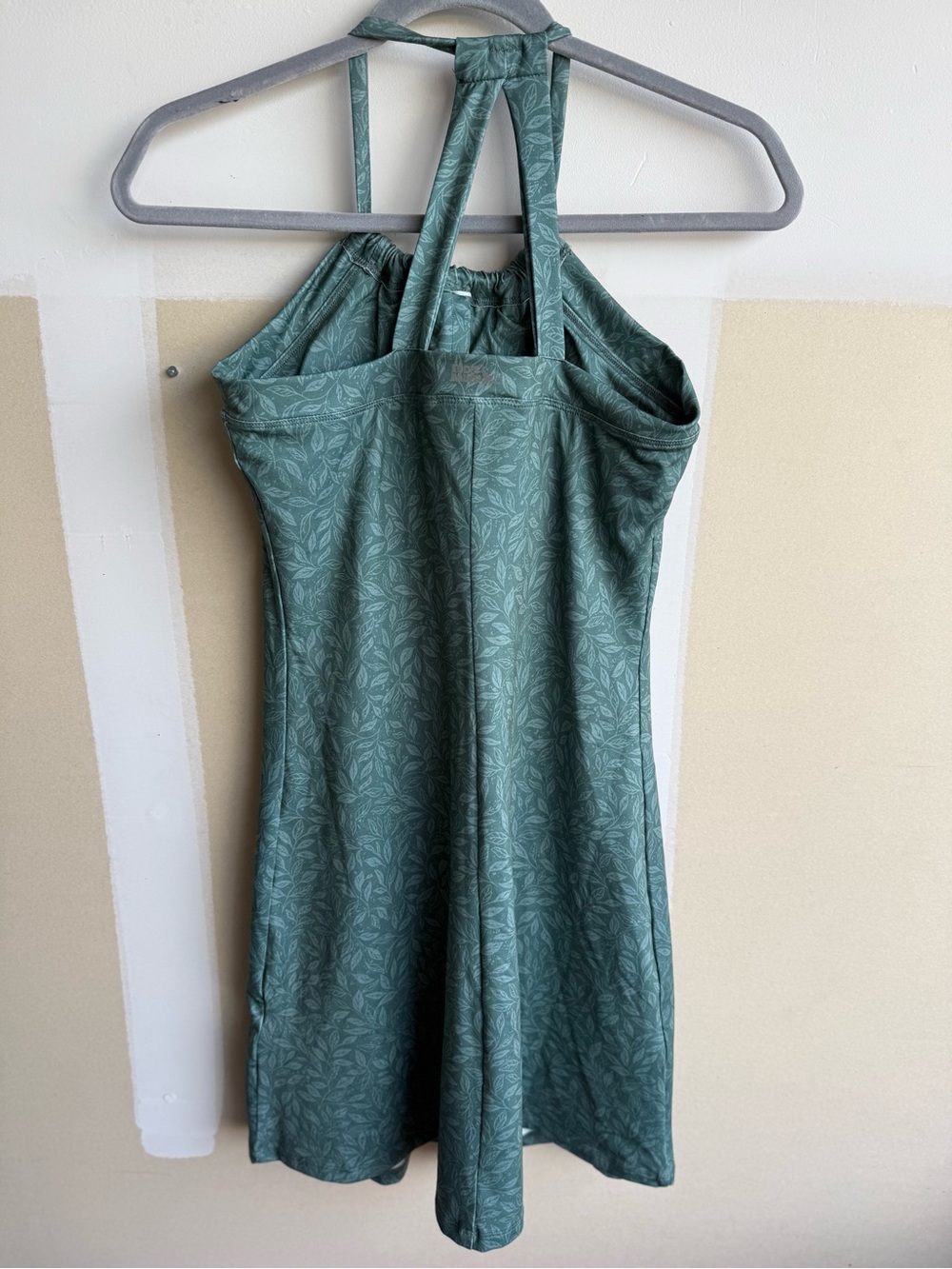 Eddie Bauer Teal Leaf-Print Halter Mini Dress - Picture 4 of 4